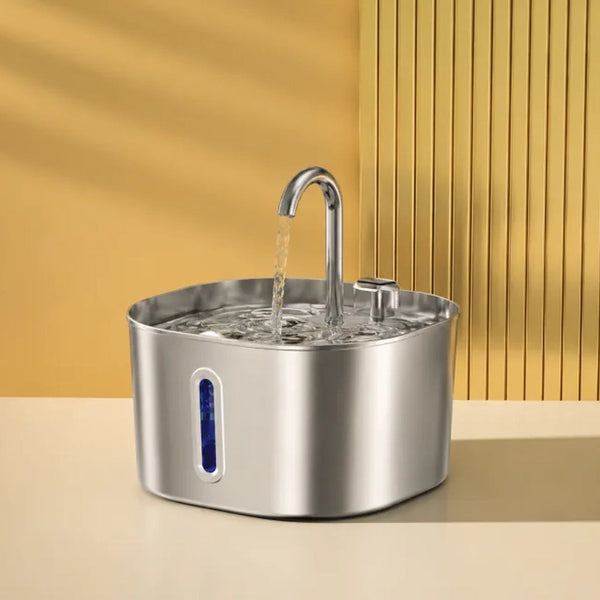 Fontaine à eau pour chat en acier inoxydable, réservoir de 2,2 litres